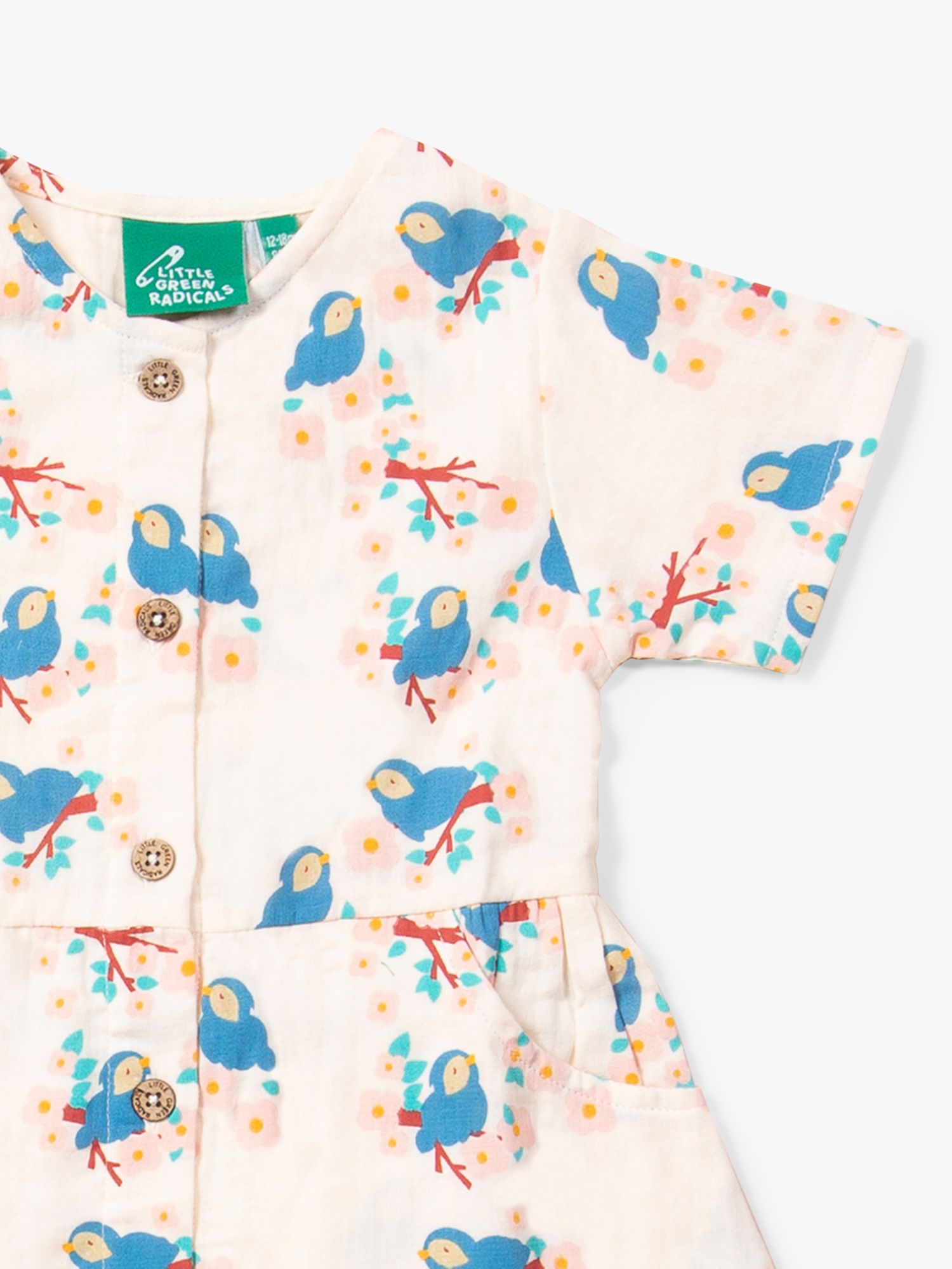 Buy Little Green Radicals Baby Bluebirds Organic Cotton Short Sleeve Dress, Multi Online at johnlewis.com