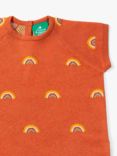 Little Green Radicals Kids' Rainbow Short Sleeve Knitted Tunic Dress, Walnut