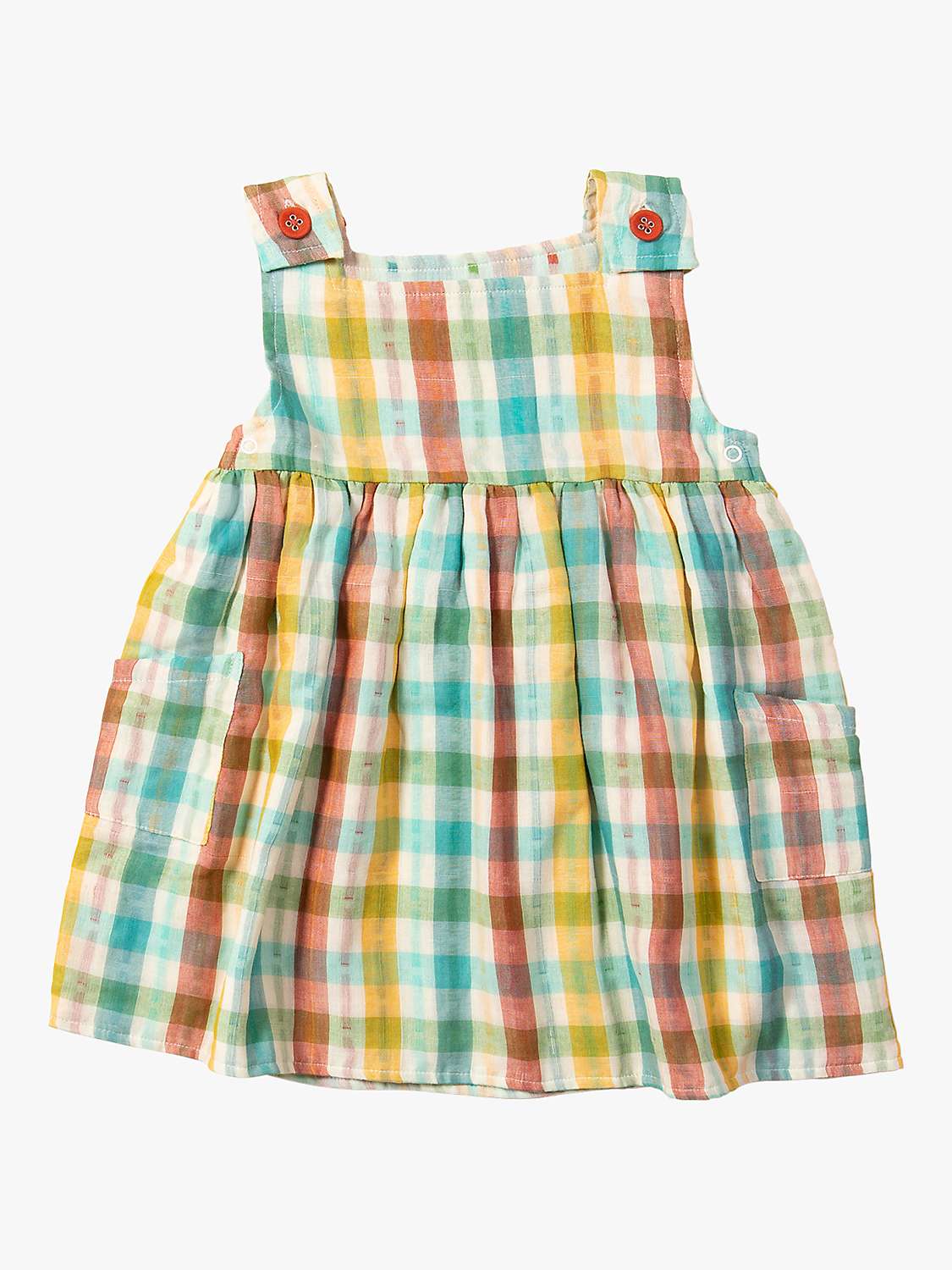 Buy Little Green Radicals Baby Organic Cotton Rainbow Reversible Pinny Dress, Rainbow Stripe Online at johnlewis.com