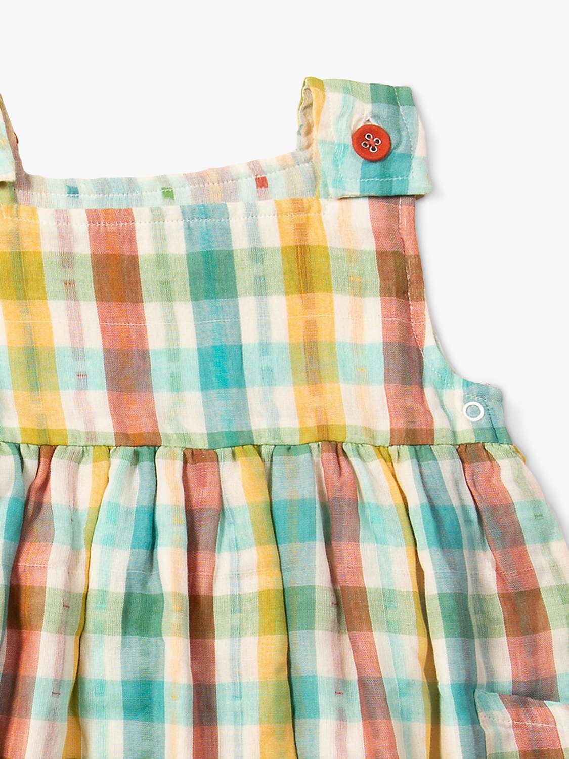 Buy Little Green Radicals Baby Organic Cotton Rainbow Reversible Pinny Dress, Rainbow Stripe Online at johnlewis.com