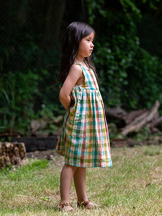 Little Green Radicals Baby Organic Cotton Rainbow Reversible Pinny Dress, Rainbow Stripe