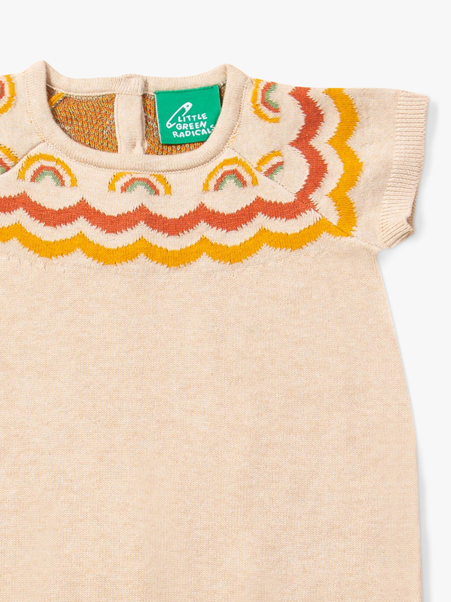 Buy Little Green Radicals Kids' Fairisle Rainbow Short Sleeve Knit Tunic Dress, Oatmeal Online at johnlewis.com