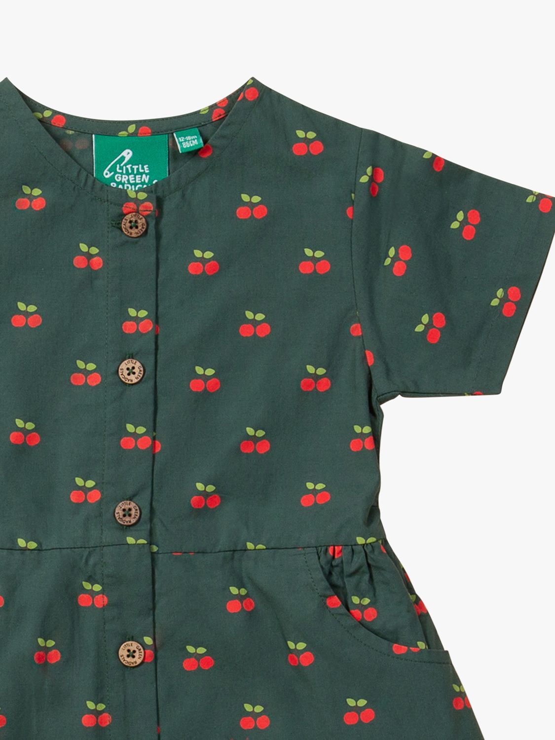 Buy Little Green Radicals Baby Organic Cotton Cherries Button Through Dress, Olive/Multi Online at johnlewis.com