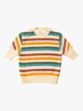 Little Green Radicals Baby Organic Cotton Rainbow Stripe Drop Shoulder Towelling Jumper, Multi