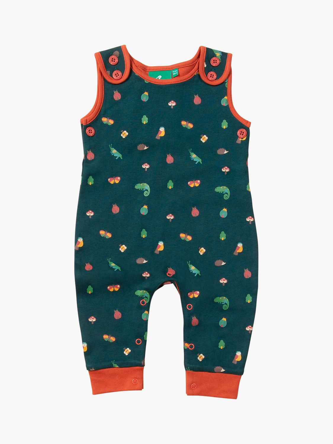 Little Green Radicals Baby Organic Cotton Mini Marvels Everyday Dungarees, Green, 2-3 years