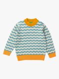 Little Green Radicals Baby Organic Cotton From One To Another Sail Away Stripe Knit Jumper, Blue/Yellow