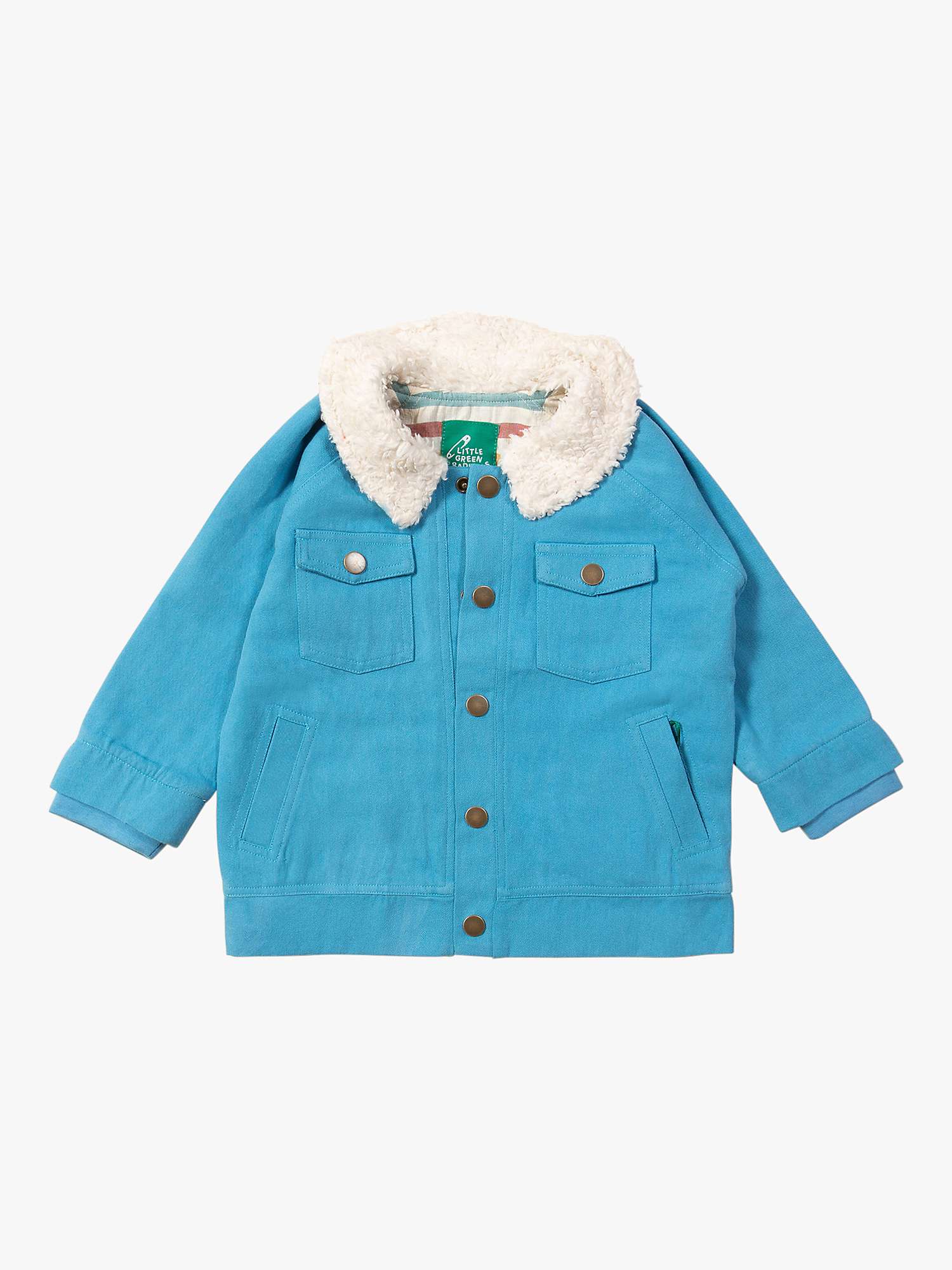 Buy Little Green Radicals Baby Organic Cotton Sherpa Collar Twill Adventure Jacket, Blue Moon Solid Online at johnlewis.com