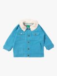 Little Green Radicals Baby Organic Cotton Sherpa Collar Twill Adventure Jacket, Blue Moon Solid