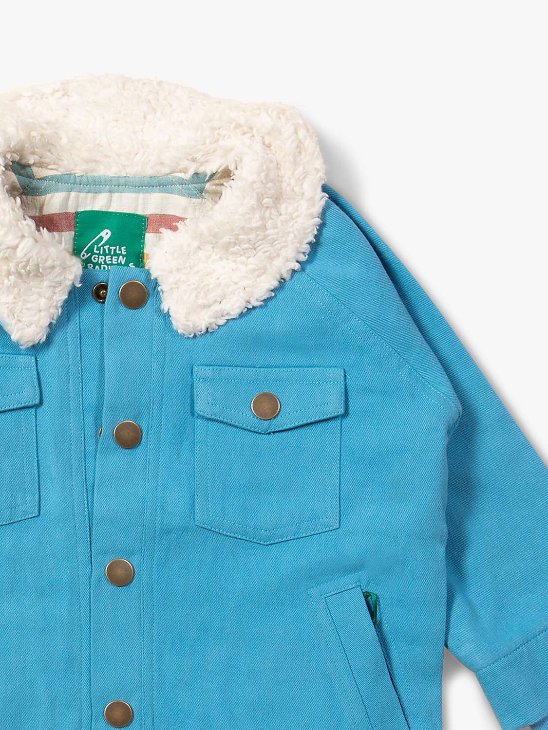 Buy Little Green Radicals Baby Organic Cotton Sherpa Collar Twill Adventure Jacket, Blue Moon Solid Online at johnlewis.com