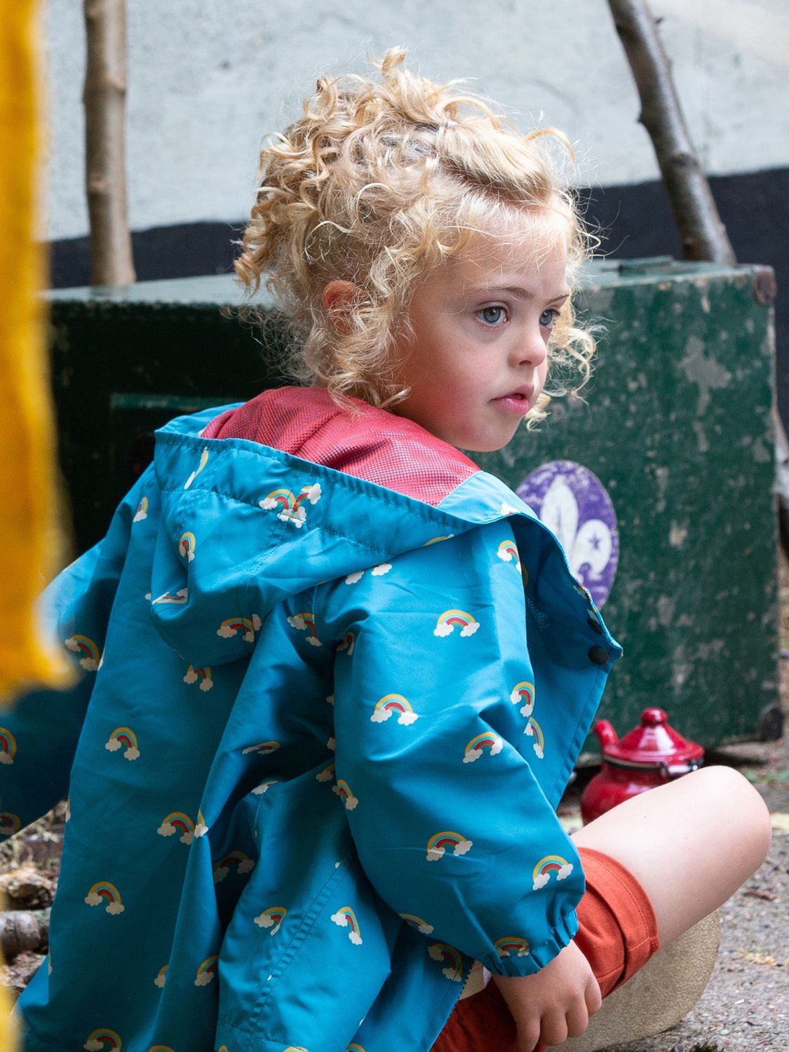Little Green Radicals Kids' Rainbow Recycled Waterproof Windbreaker Jacket, Blue, 12-24 months