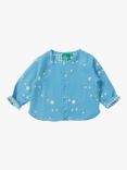 Little Green Radicals Baby Organic Cotton Dawn Reversible Collarless Spring Jacket, Blue