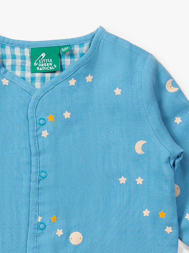 Little Green Radicals Baby Organic Cotton Dawn Reversible Collarless Spring Jacket, Blue