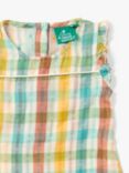 Little Green Radicals Baby Organic Cotton Check Rainbow Frill Summer Romper, Multi
