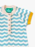 Little Green Radicals Baby Organic Cotton Honeycomb Knit Wavy Stripe Shortie, Pale Blue