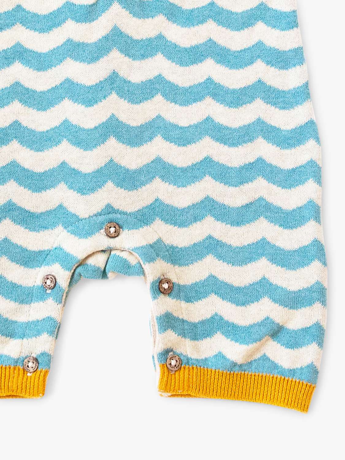 Buy Little Green Radicals Baby Organic Cotton Honeycomb Knit Wavy Stripe Shortie, Pale Blue Online at johnlewis.com