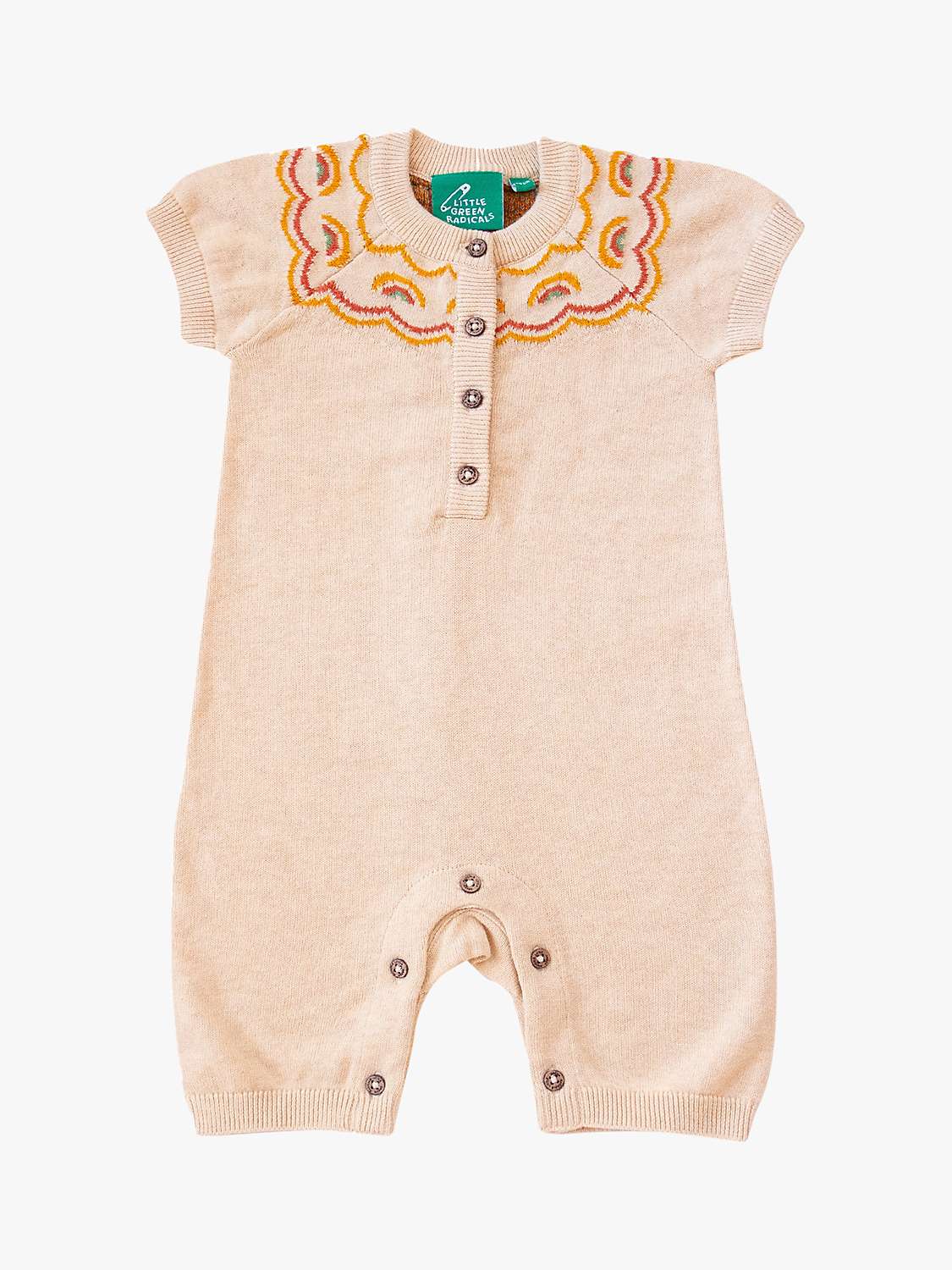Buy Little Green Radicals Baby Organic Cotton Rainbow Fair Isle Knit Shortie, Oatmeal Online at johnlewis.com