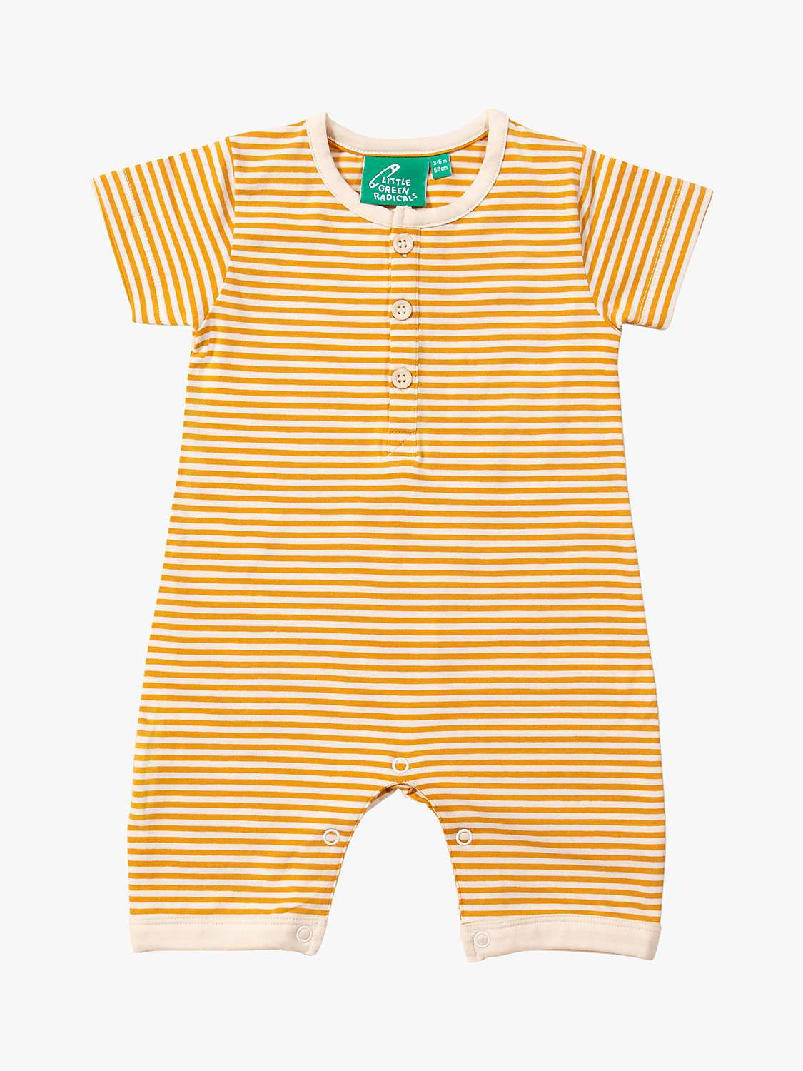 Buy Little Green Radicals Baby Organic Cotton Blend Striped Summer Romper, Gold Online at johnlewis.com