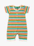 Little Green Radicals Baby Organic Cotton Striped Rainbow Summer Romper, Multi