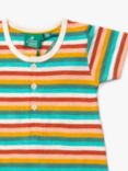 Little Green Radicals Baby Organic Cotton Striped Rainbow Summer Romper, Multi