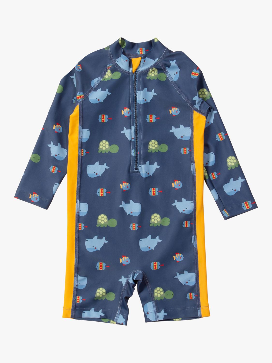 Little Green Radicals Baby Sealife UPF 50+ Recycled Sunsafe Sunsuit, Blue, 0-6 months