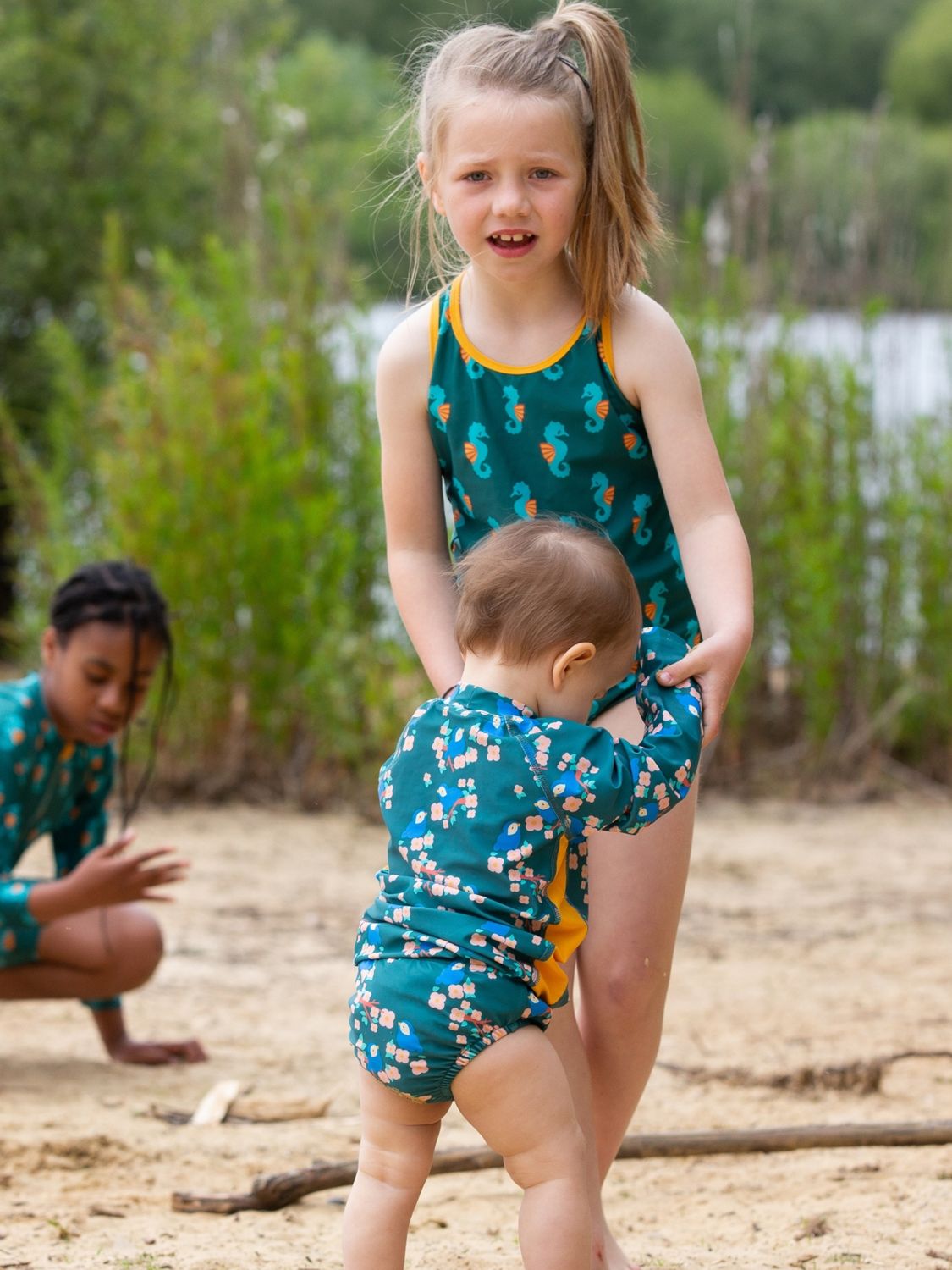 Buy Little Green Radicals Baby Seahorse UPF 50+ Recycled One Piece Swimsuit, Green Online at johnlewis.com