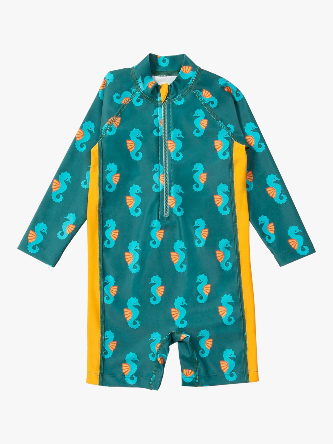 Little Green Radicals Baby Seahorse UPF 50+ Recycled Sunsafe Sunsuit, Green, 7-8 years
