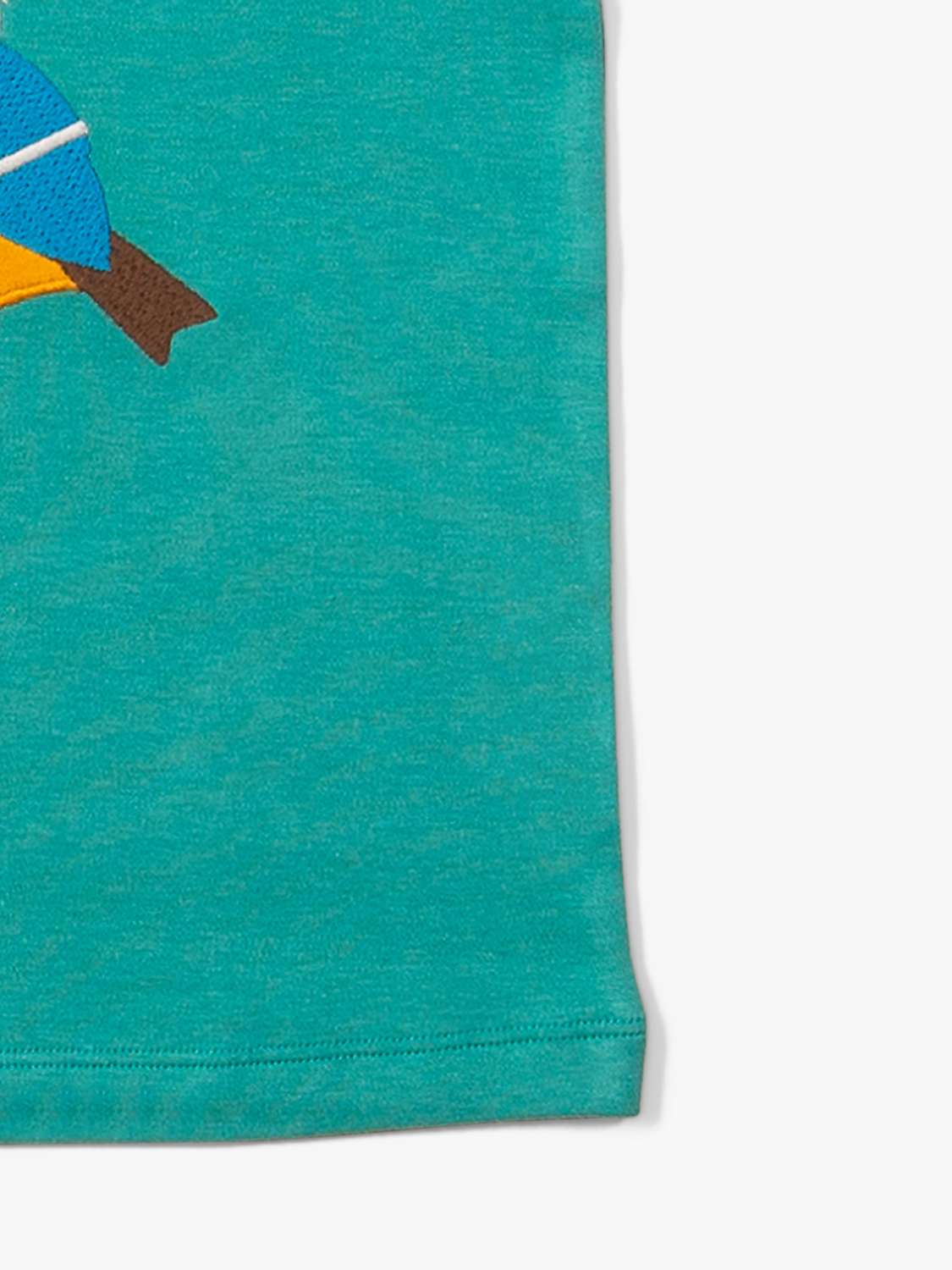 Buy Little Green Radicals Baby Organic Cotton Little Bird Applique Short Sleeve T-Shirt, Teal Online at johnlewis.com