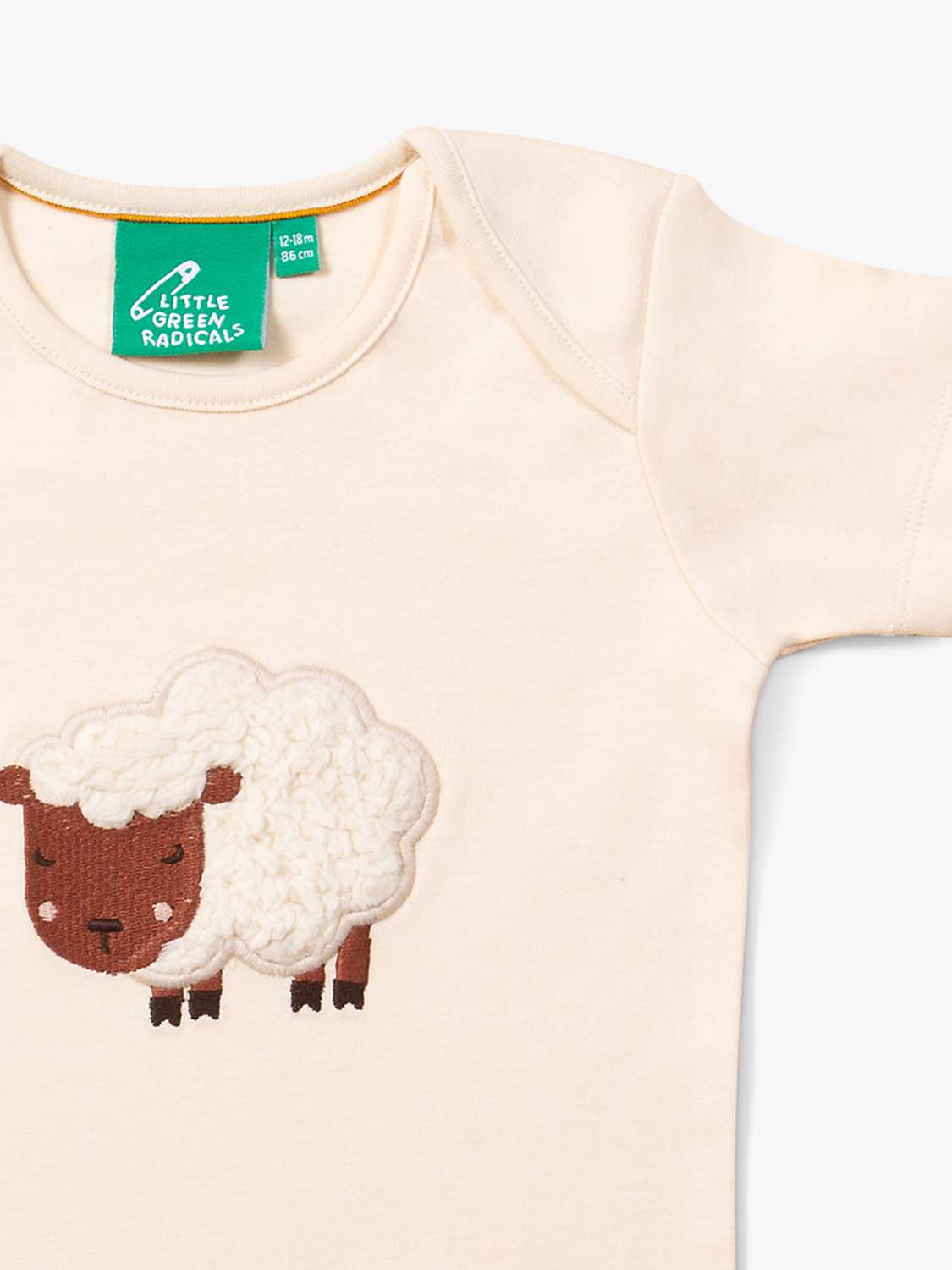 Buy Little Green Radicals Baby Organic Cotton Counting Sheep Applique T-Shirt, Cream Online at johnlewis.com