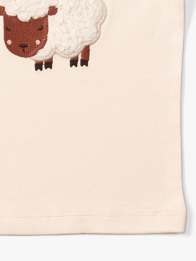 Little Green Radicals Baby Organic Cotton Counting Sheep Applique T-Shirt, Cream
