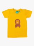 Little Green Radicals Baby Organic Cotton Lion Short Sleeve T-Shirt, Yellow