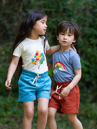 Little Green Radicals Baby Organic Cotton Rainbow T-Shirt, French Blue/Multi