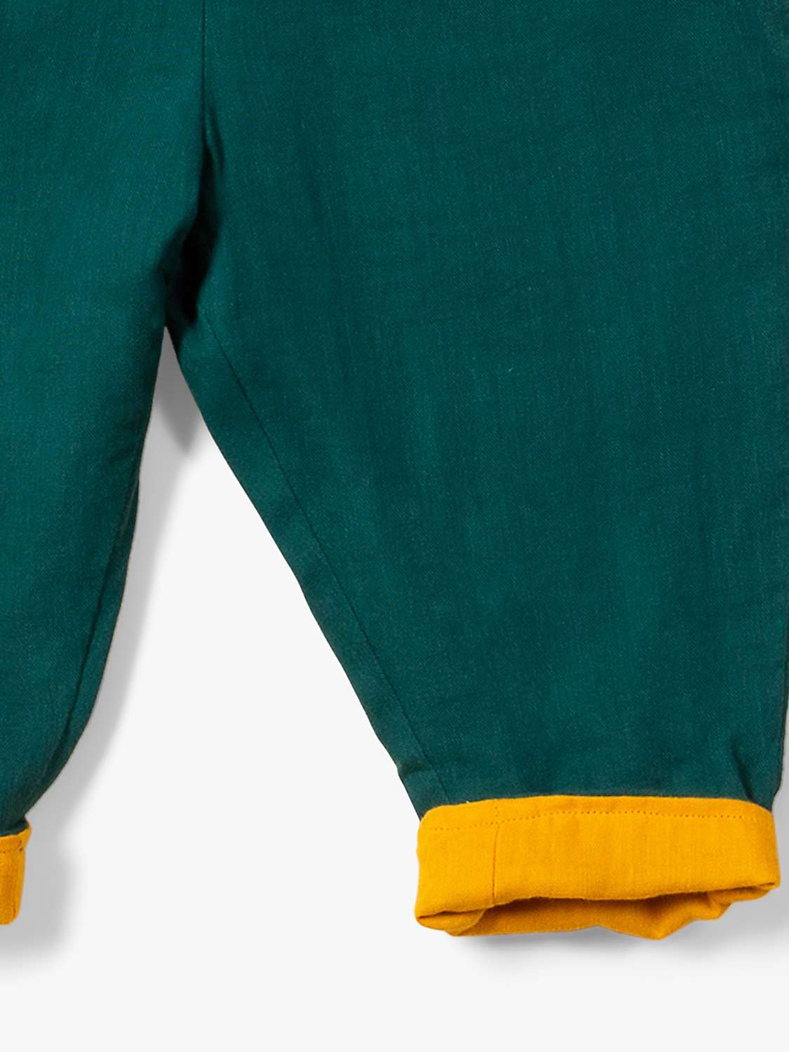 Buy Little Green Radicals Baby Organic Cotton Reversible Pull On Trousers, Gold/Green Online at johnlewis.com