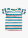 Little Green Radicals Baby Organic Cotton Blend Stripe Short Sleeve T-Shirt, Blue/Walnut