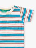 Little Green Radicals Baby Organic Cotton Blend Stripe Short Sleeve T-Shirt, Blue/Walnut