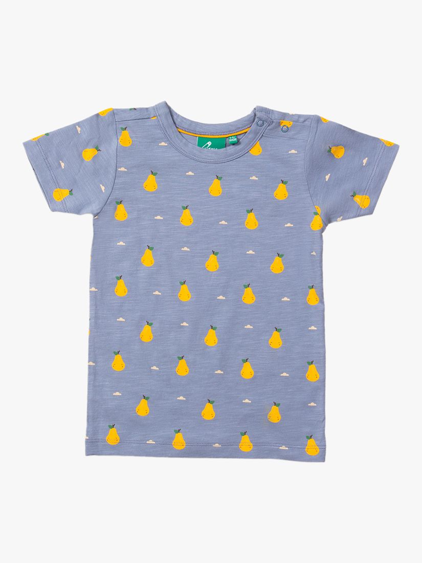 Little Green Radicals Baby Organic Cotton Pear Short Sleeve T-Shirt, Sunshine/Blue, 9-12 months