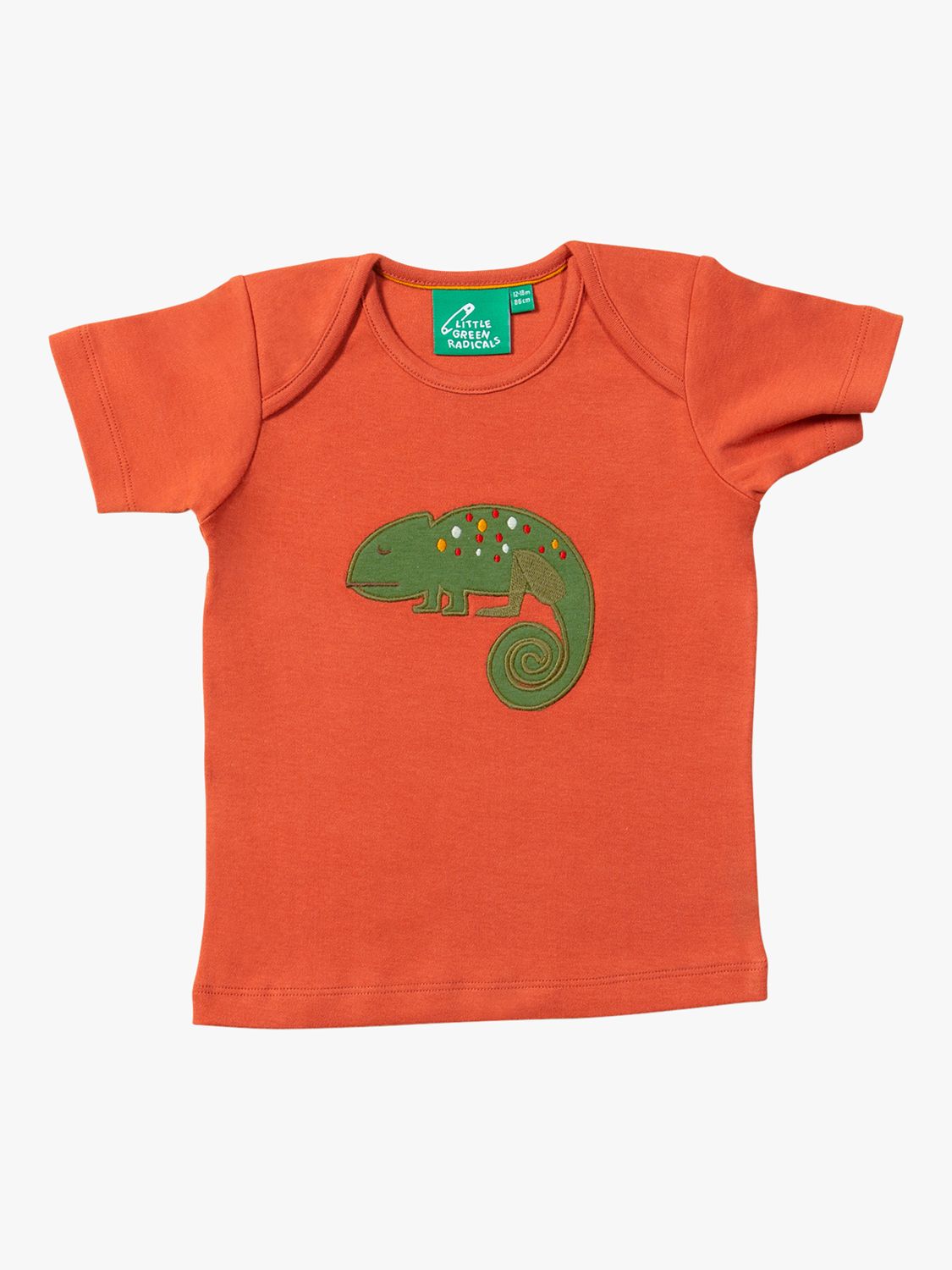 Little Green Radicals Baby Organic Cotton Little Lizard Applique Short Sleeve T-Shirt, Red, 2-3 years