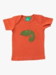 Little Green Radicals Baby Organic Cotton Little Lizard Applique Short Sleeve T-Shirt, Red