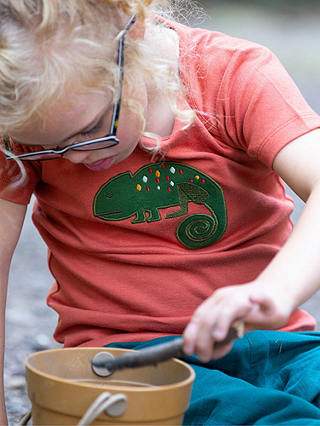 Little Green Radicals Baby Organic Cotton Little Lizard Applique Short Sleeve T-Shirt, Red