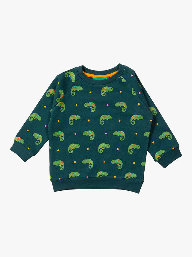 Little Green Radicals Baby Organic Cotton Little Lizard Marl Raglan Sweatshirt, Green