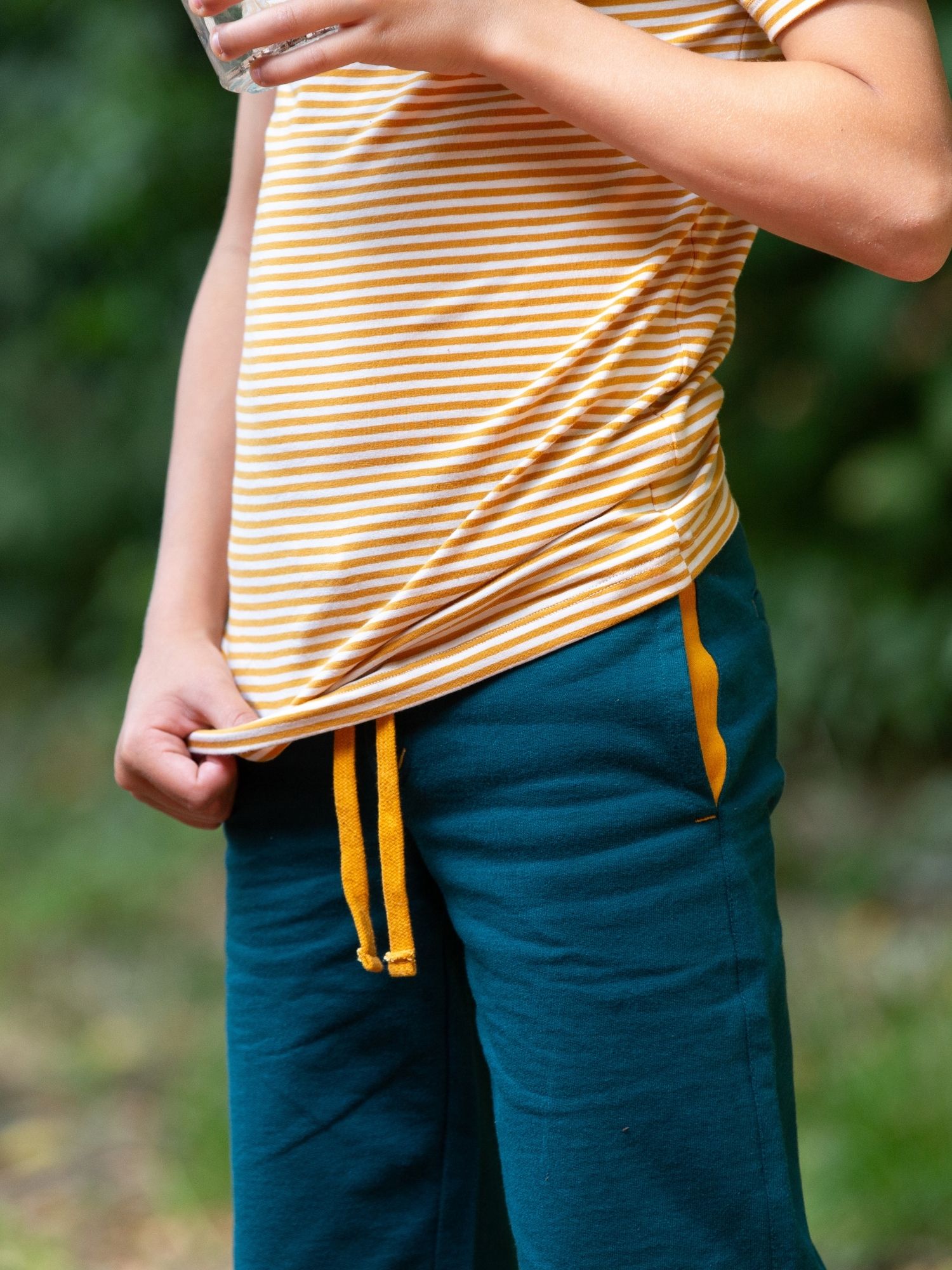 Little Green Radicals Baby Organic Cotton Soft Stripe Short Sleeve T-Shirt, Gold, 3-4 years