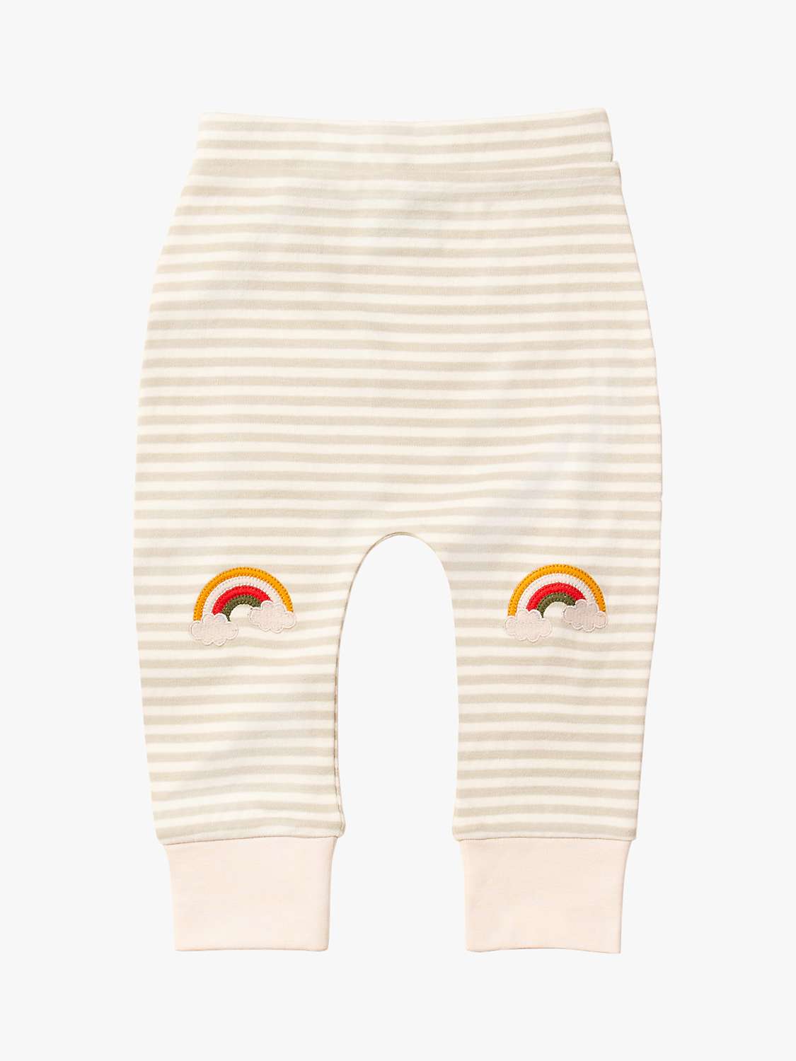 Buy Little Green Radicals Baby Organic Cotton Rainbow Knee Patch Striped Joggers, Multi Online at johnlewis.com