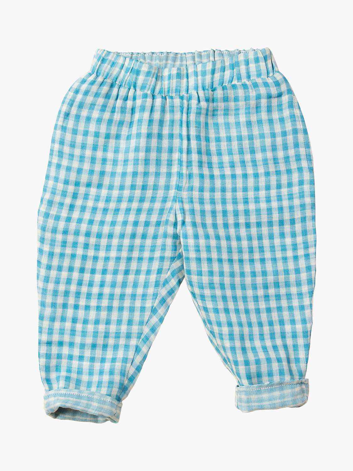 Buy Little Green Radicals Baby Reversible Organic Cotton Pull On Trousers, Blue Moon/White Online at johnlewis.com