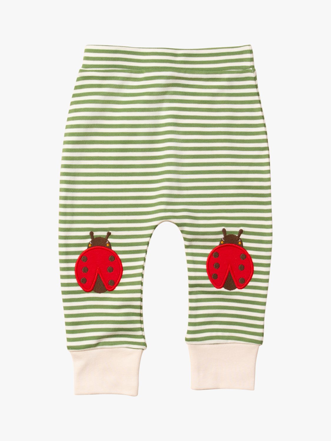 Little Green Radicals Baby Organic Cotton Ladybird Knee Patch Stripe Joggers, Green/Multi, 9-12 months