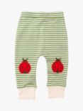 Little Green Radicals Baby Organic Cotton Ladybird Knee Patch Stripe Joggers, Green/Multi