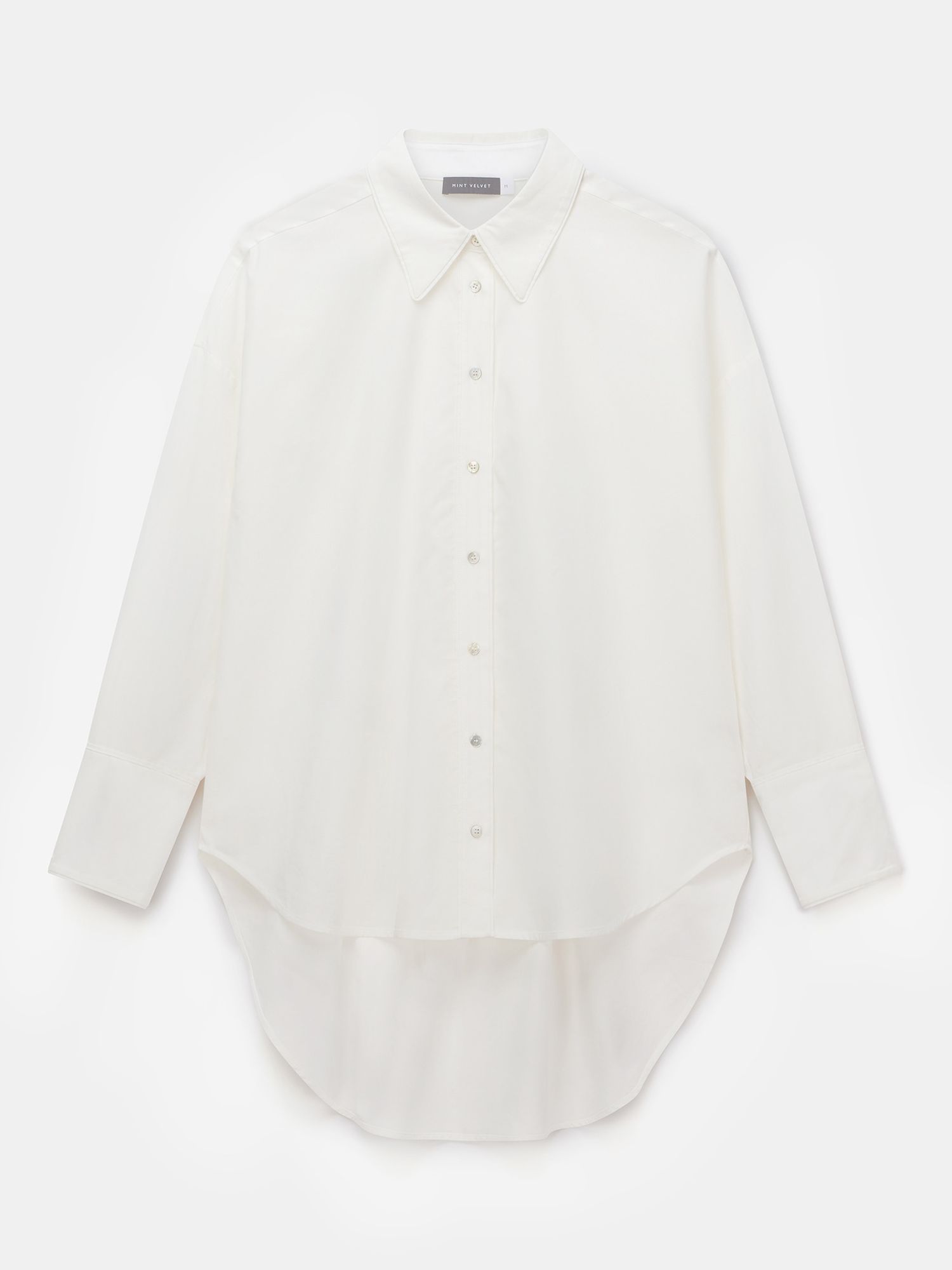 Mint Velvet Longline Cotton Blend Shirt, Ivory