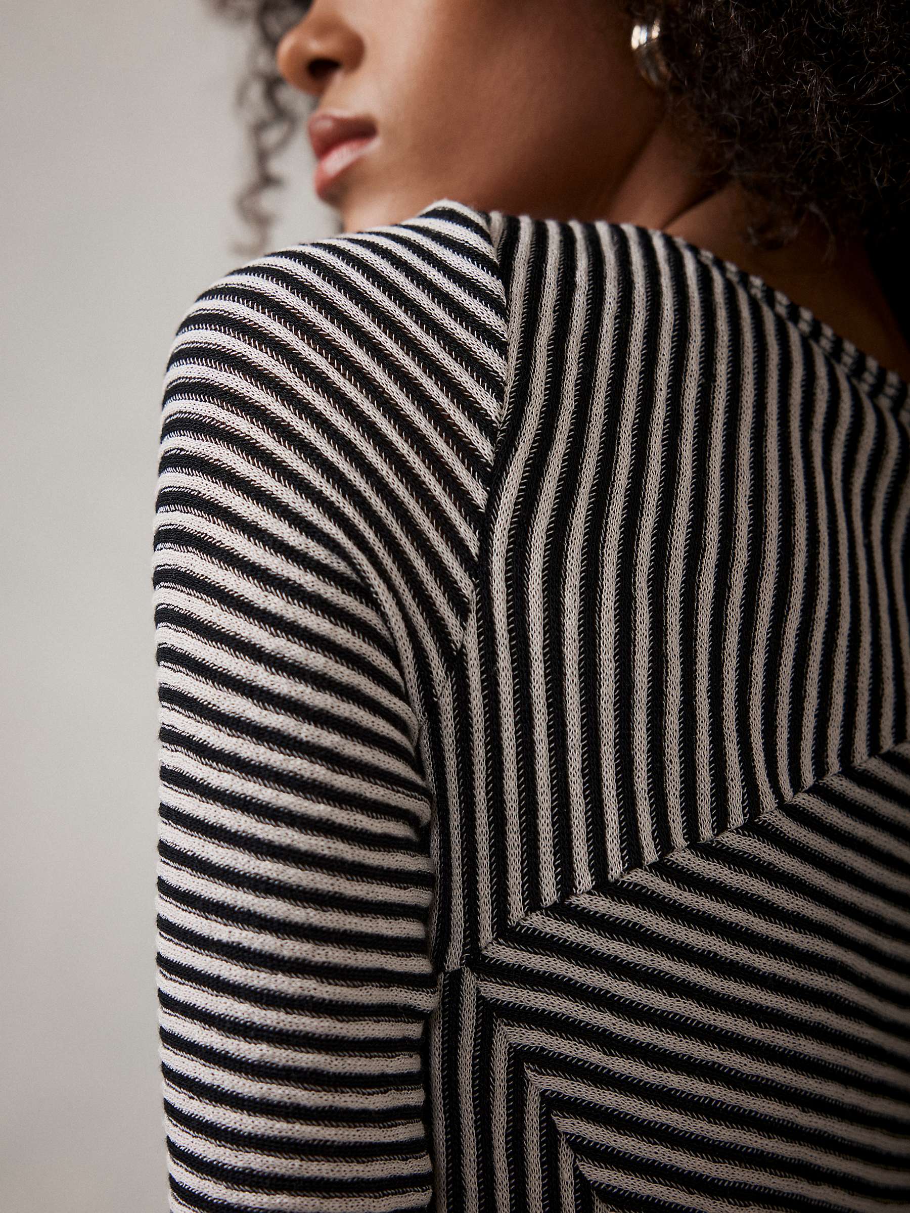 Buy Mint Velvet Black Striped Long Sleeve Top, Black/White Online at johnlewis.com