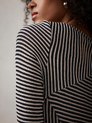 Mint Velvet Black Striped Long Sleeve Top, Black/White