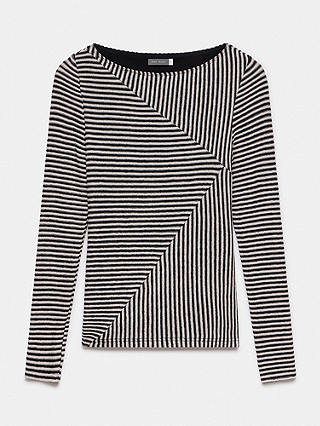 Mint Velvet Black Striped Long Sleeve Top, Black/White