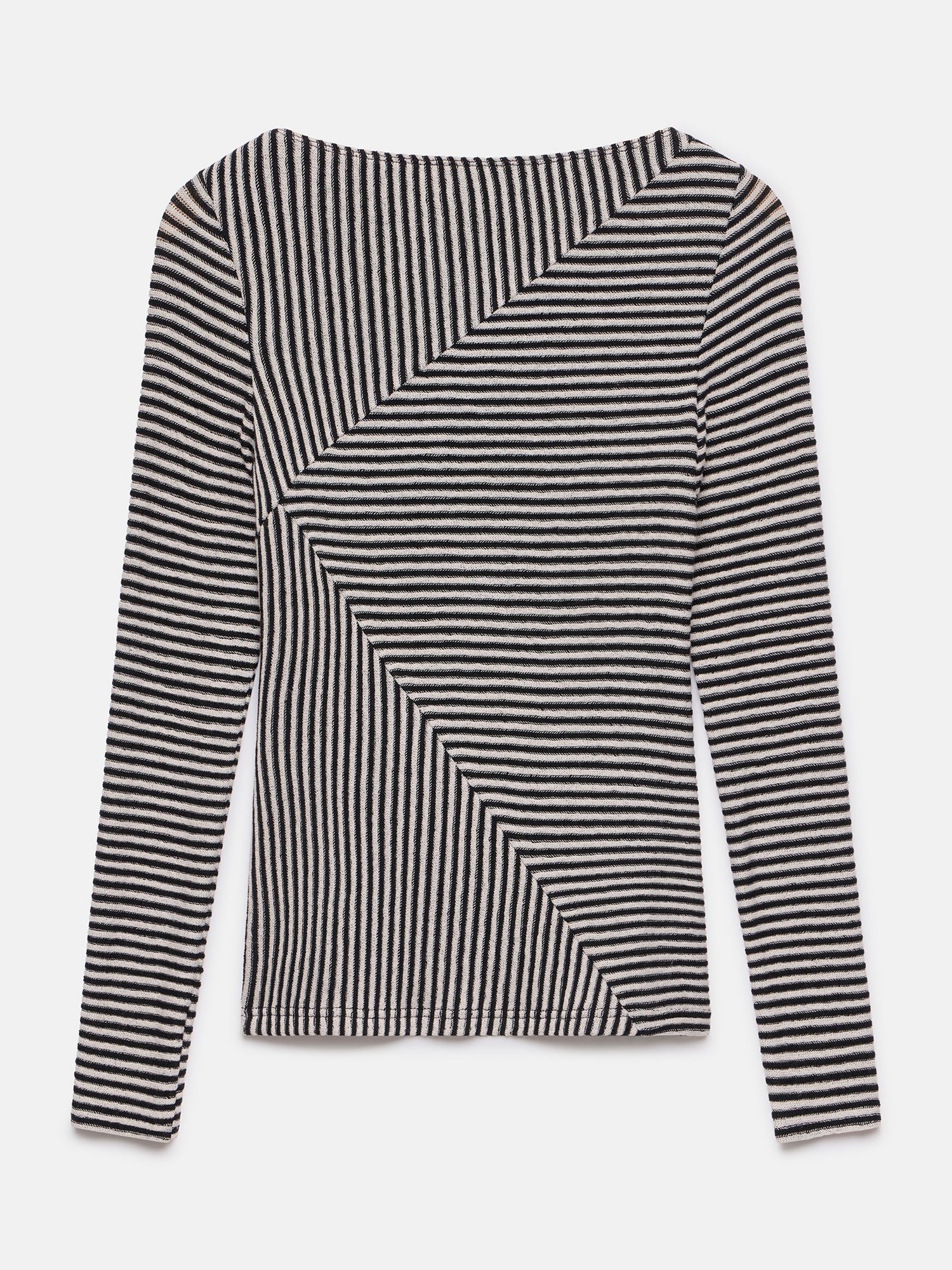 Mint Velvet Black Striped Long Sleeve Top, Black/White, M