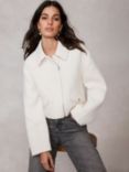 Mint Velvet Cropped Boucle Jacket, Ivory, Ivory